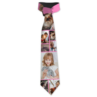 Personalized Necktie: A necktie personalized with a multi-photo collage with pink borders.