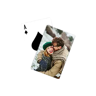 Playing Cards: A playing card with a personalized back featuring a photo of a couple.