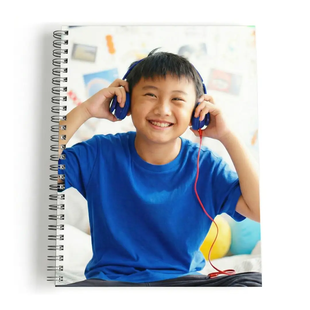 Spiral bound personalized journal for a creative kids birthday gift.