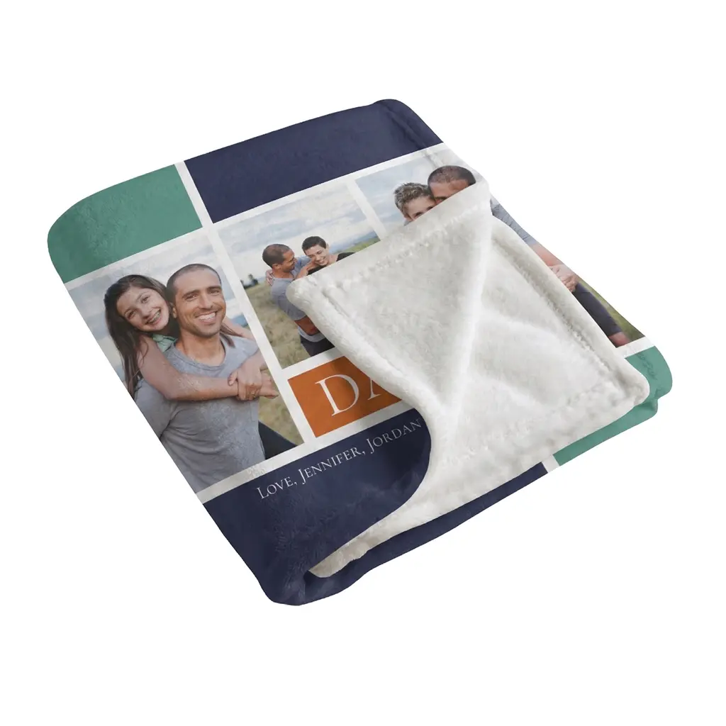 Personalized photo blanket with family pictures