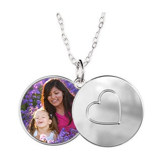 Personalized silver locket necklace with custom photo insert
