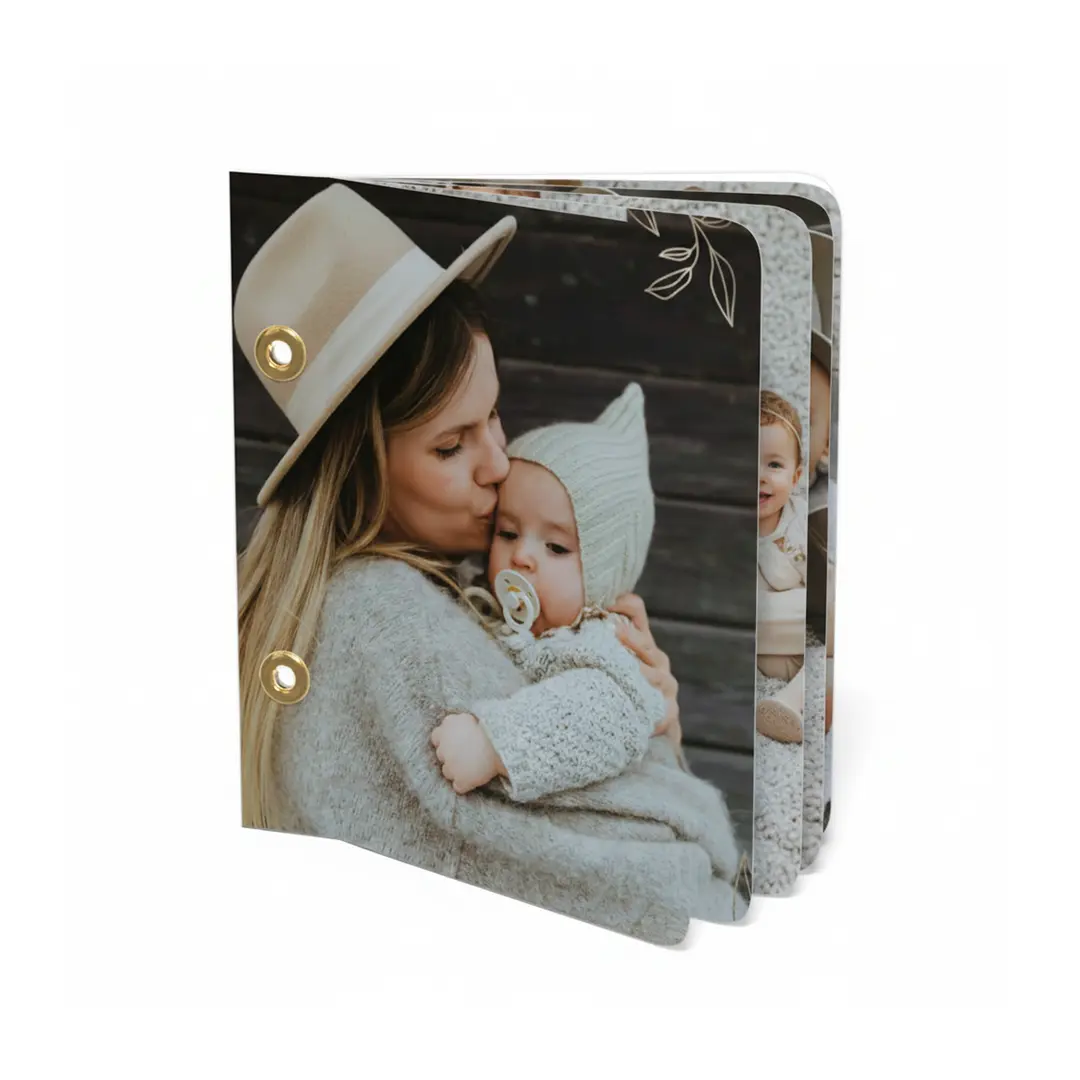 Portable photo brag book with custom family cover