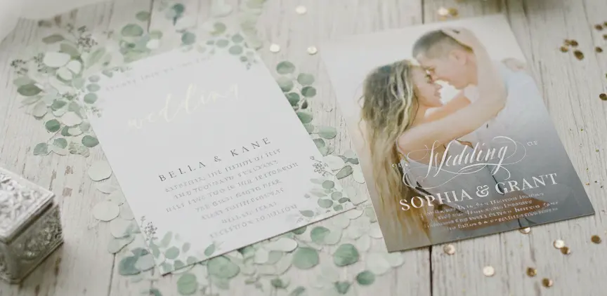 Elegant wedding greeting cards and stationery