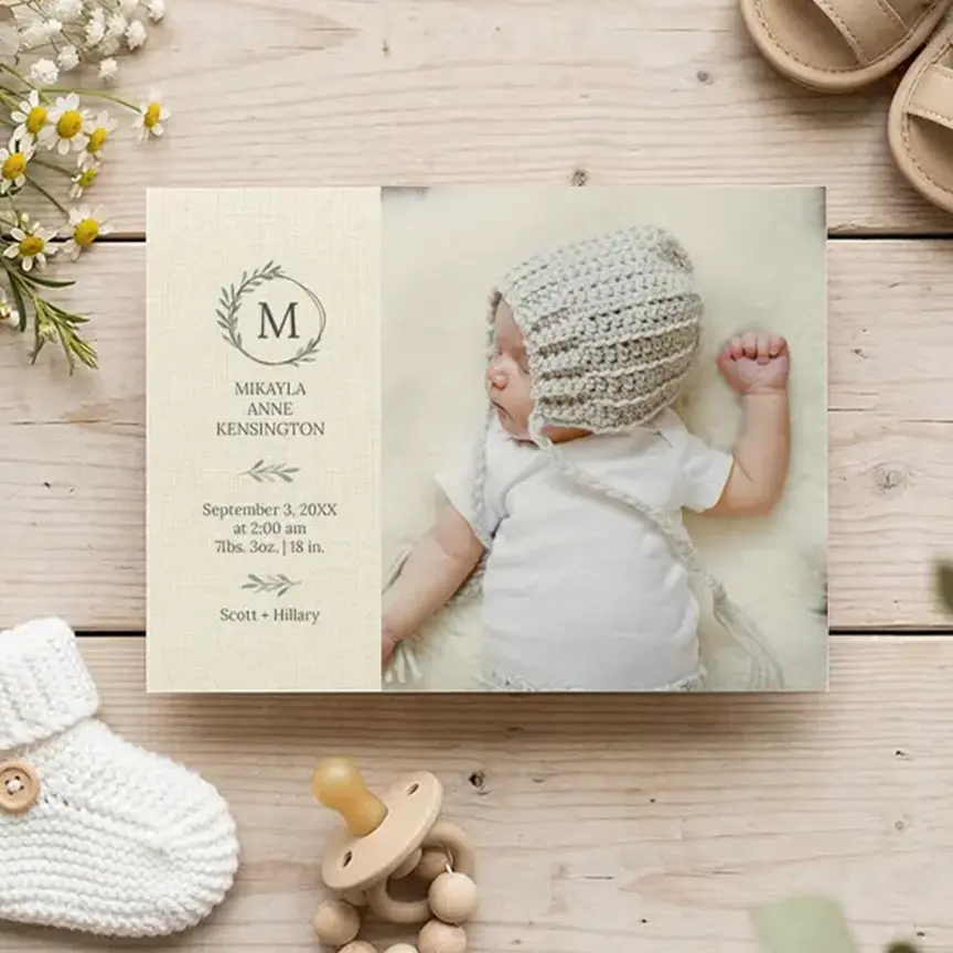 Create personalized baby announcements and new arrival cards