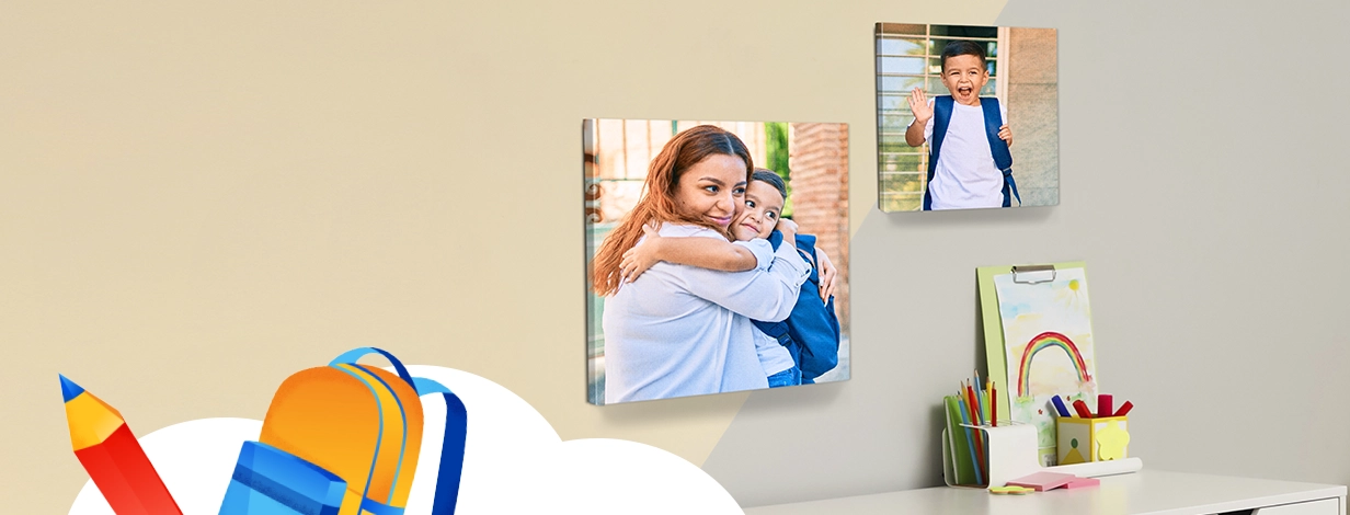 Custom Square Canvas Print – personalized school photo wall art