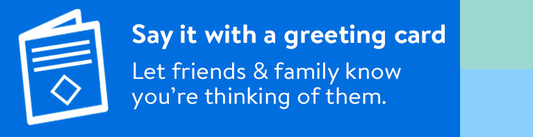 Blue promotional banner highlighting custom greeting cards for students.