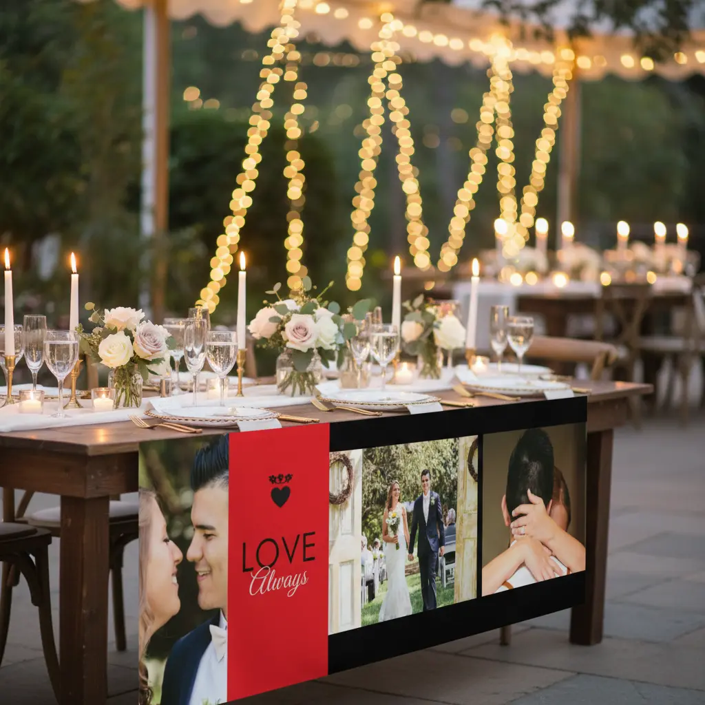 Custom vinyl wedding banners for ceremony and reception