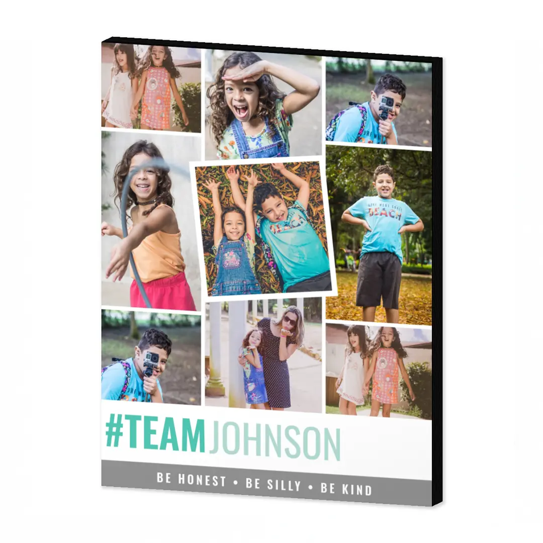 Custom mounted photo print with family collage for Easter decor.