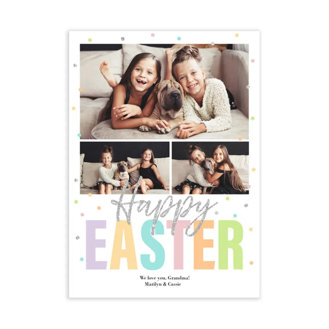 Custom Easter photo cards with personalized greetings.