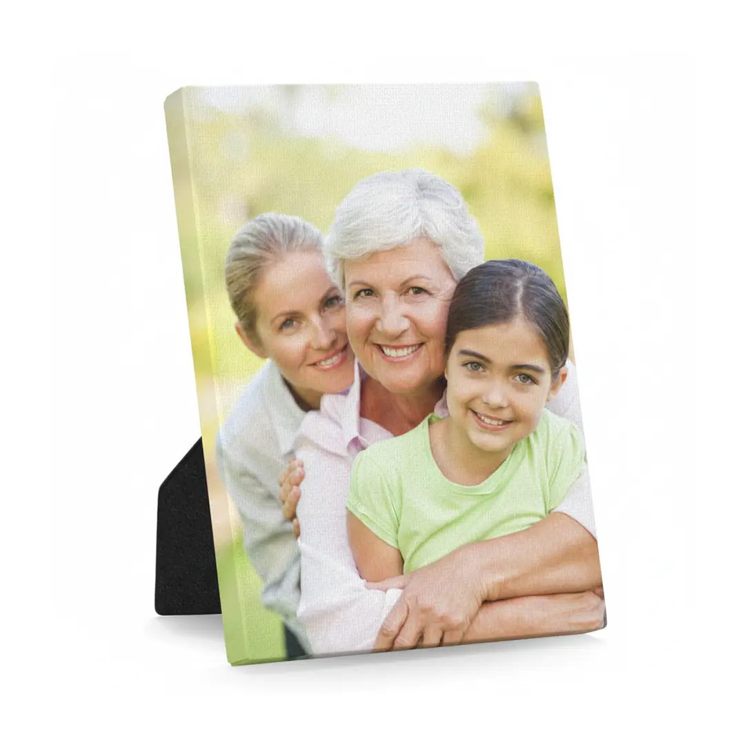 Personalized desktop canvas print with a sturdy easel back