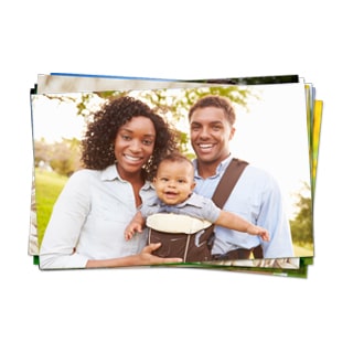 Stack of custom photo prints, perfect for sharing Easter memories.