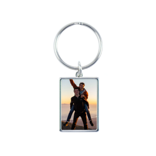 Durable metal keychain with custom photo, a small but meaningful gift.