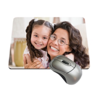 Foam Mouse Pads: A rectangular foam mouse pad with a full-bleed photo of a woman and a young girl.