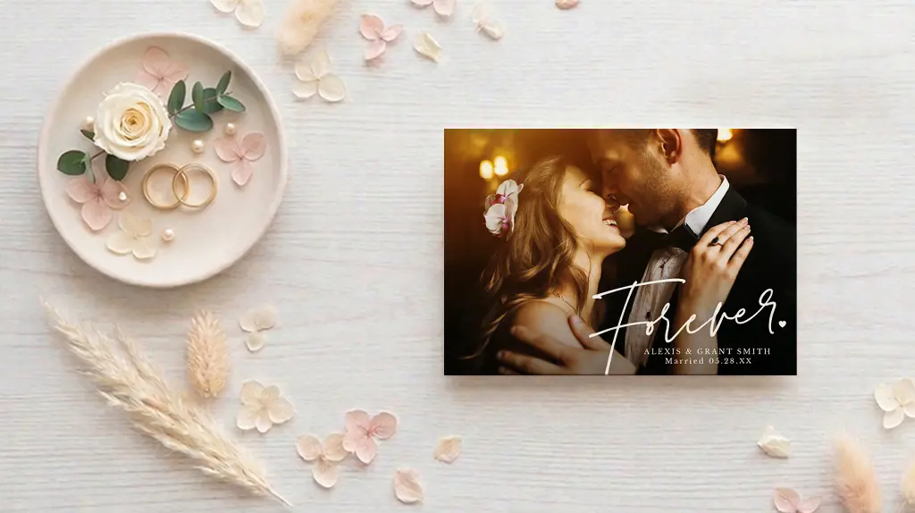 Custom wedding invitations and announcements with high-resolution photo printing