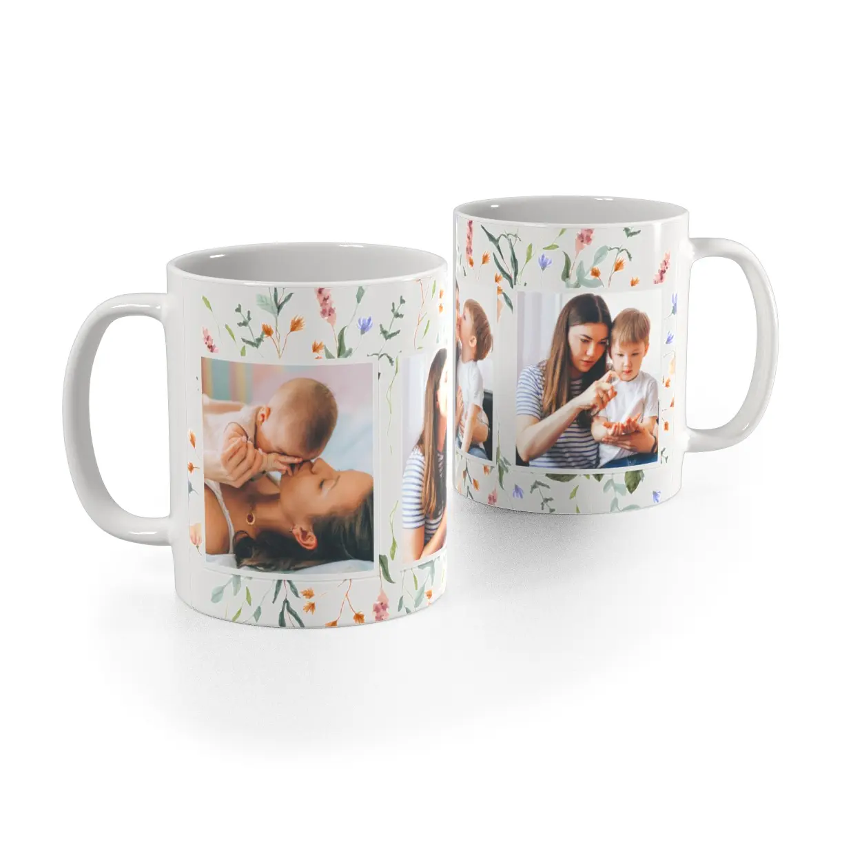 Personalized ceramic photo mugs with custom color-inside options