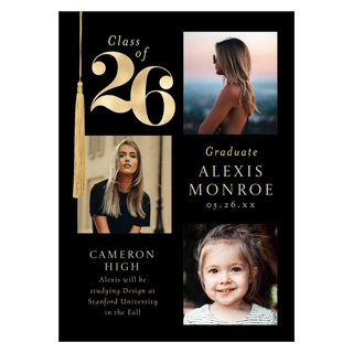 Personalized graduation announcements for 2026 featuring custom high-resolution photos and elegant typography to share your big news.