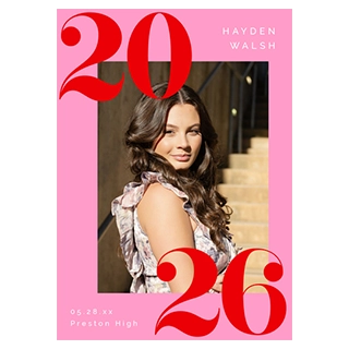 Personalized cards for graduation announcements featuring student photo and year