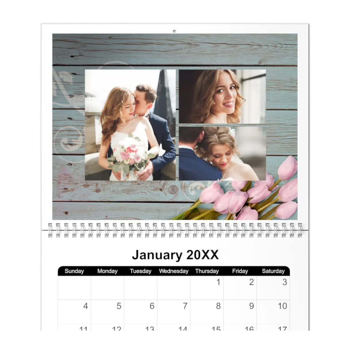 Personalized wedding calendars with couple photography