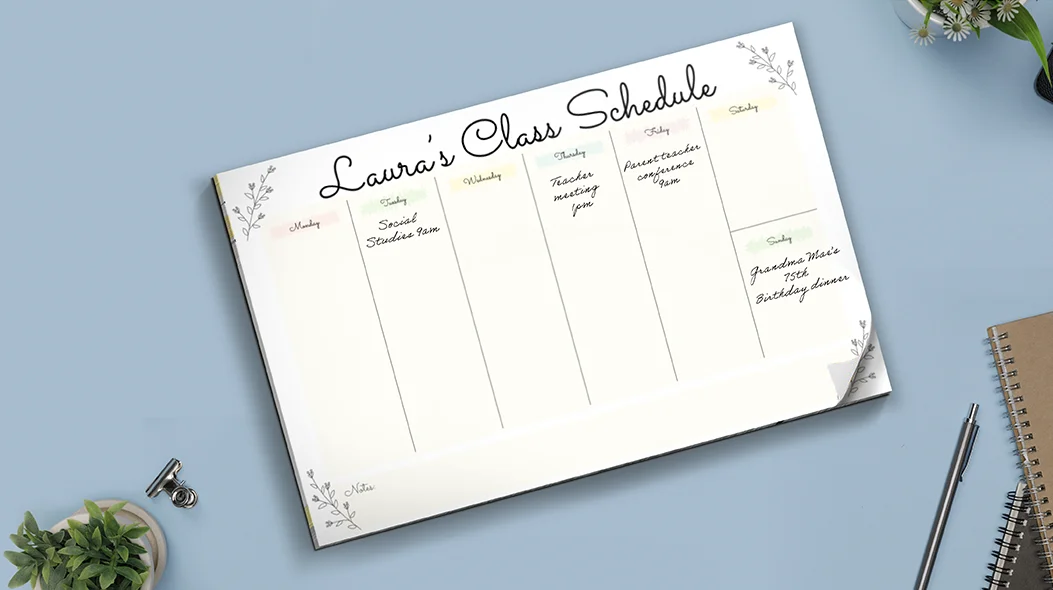 Custom stationery tear away placemats for personalized table settings