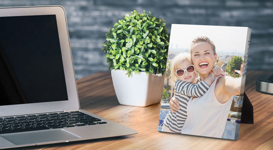 Custom Desk Art: Tabletop Canvas Print with easel-back stand.