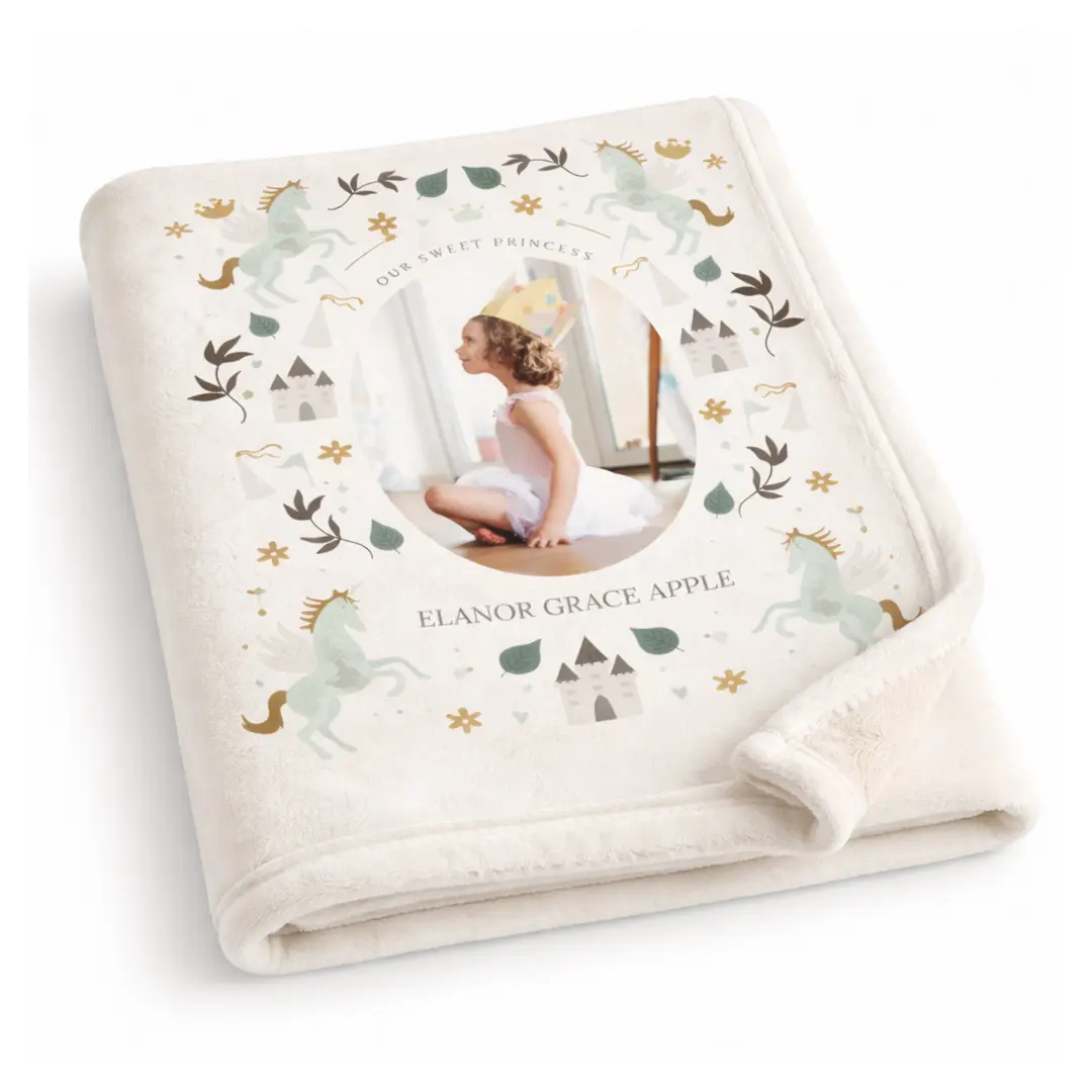 Soft plush custom photo blanket featuring a favorite birthday memory.