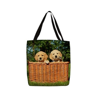 Durable canvas tote bag with a large custom photo area for carrying books and supplies