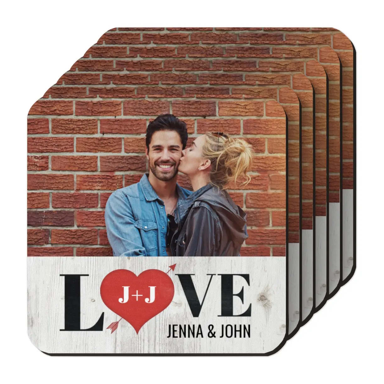Personalized photo coasters for wedding anniversary gifts
