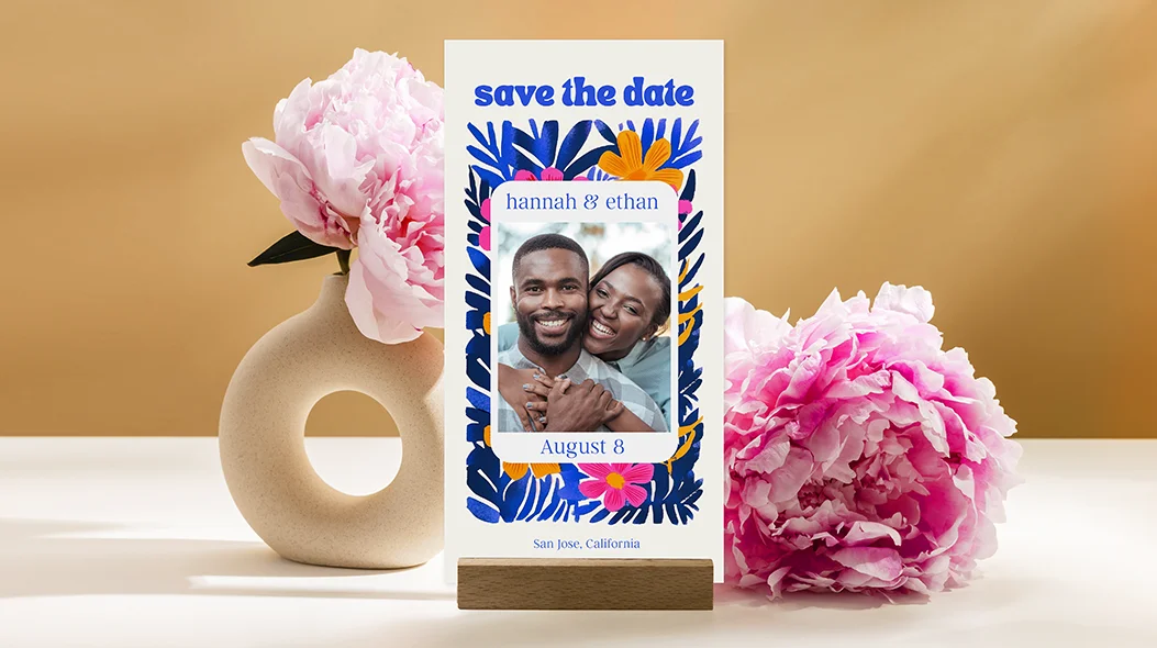 Custom printed cards for wedding save the dates and announcements