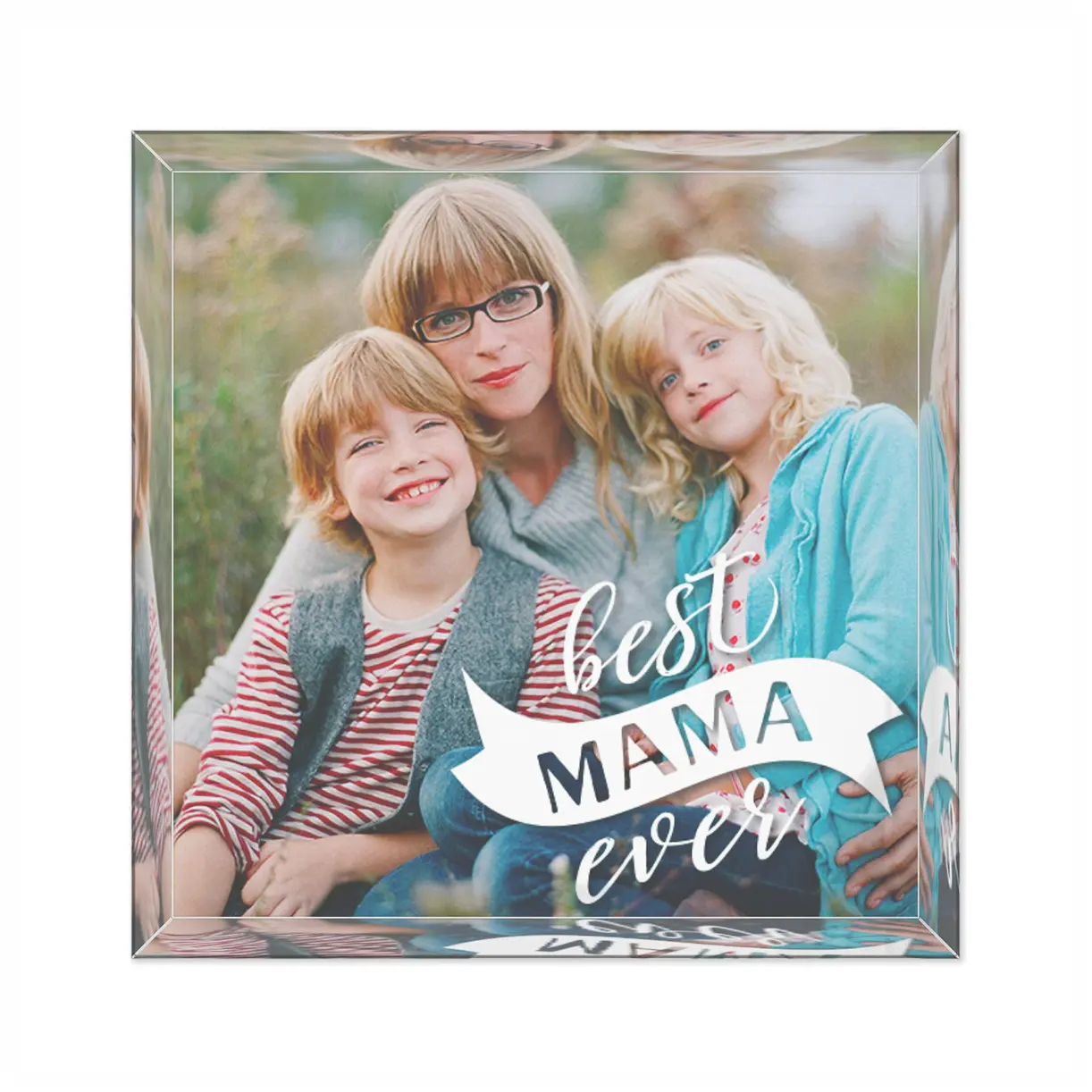 Modern acrylic photo blocks and personalized desk art