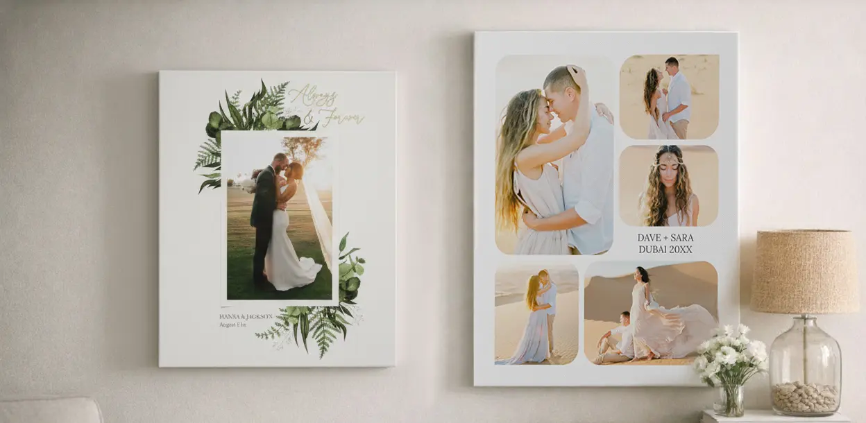 Personalized traditional canvas wall art for wedding photography