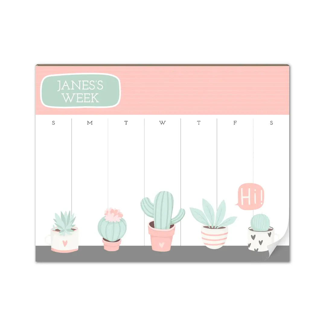 Personalized weekly notepad planner with family photo background