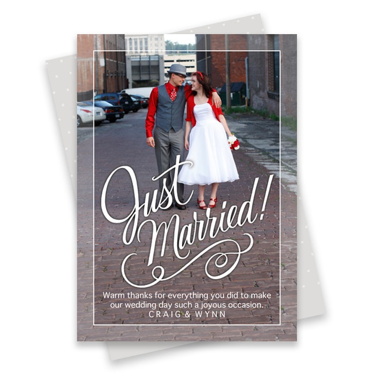 Custom wedding announcement cards with full bleed photo layout