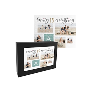 Personalized Photo Puzzle: A customized family gift featuring a photo collage, shown next to its storage box.