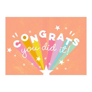 Congratulations Cards: A retro-themed congratulations card with the text Congrats you did it.