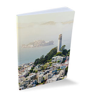 Journals: A softcover journal with a full-photo cover of the San Francisco skyline.