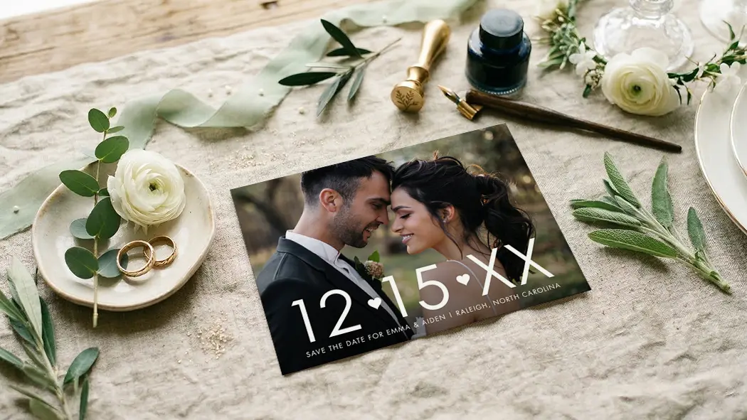 Shop custom wedding announcements and save the date cards