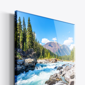 Brilliant 3D-effect acrylic statement piece featuring a cozy living room sunset scene.