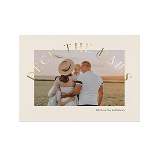 Custom Photo Magnets: A personalized holiday keepsake featuring a family photo and gold foil script.