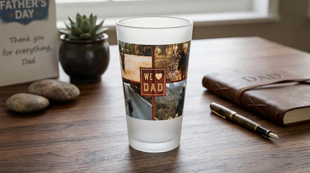 Personalized pint glass for Dad with custom design