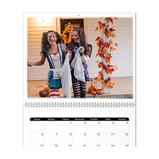 Wall Calendars: A personalized wall calendar with a large photo of two women in Halloween costumes.