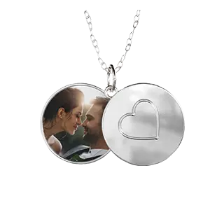 Unique Photo Jewelry: An open silver locket necklace serving as a personalized keepsake with a photo inside.