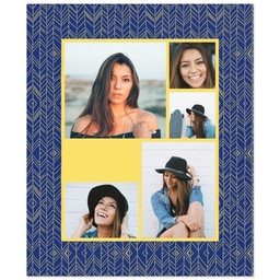 50x60 Plush Fleece Blanket with Arrow Tails Navy Gold design