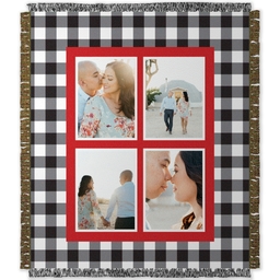 50x60 Photo Woven Throw with Black & White Check design