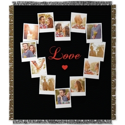 50x60 Photo Woven Throw with Heart Snapshot design