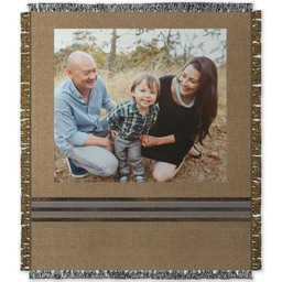 50x60 Photo Woven Throw with Linen Gray design