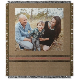 50x60 Photo Woven Throw with Linen Red design