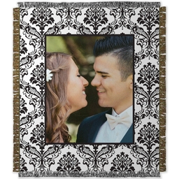 50x60 Photo Woven Throw with Luxury Brocade design