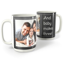 White Photo Mug, 15oz with Blank Chalkboard design