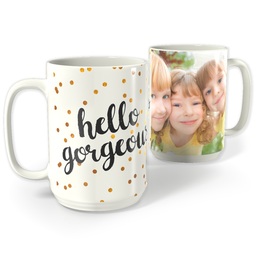 White Photo Mug, 15oz with Gorgeous Glitter design