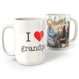 White Photo Mug, 15oz with I Heart My Grandpa design